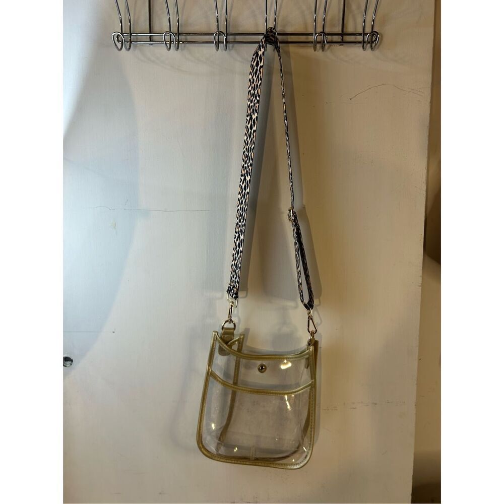 Clear concert / stadium crossbody bag animal print strap‎ 9"x10"